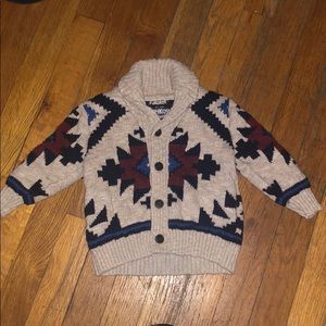 OshKosh Beige Printed Button Down Cardigan Sz 9-12